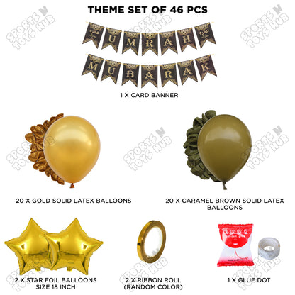 Umrah Mubarak Brown & Gold Card Banner Theme Collection