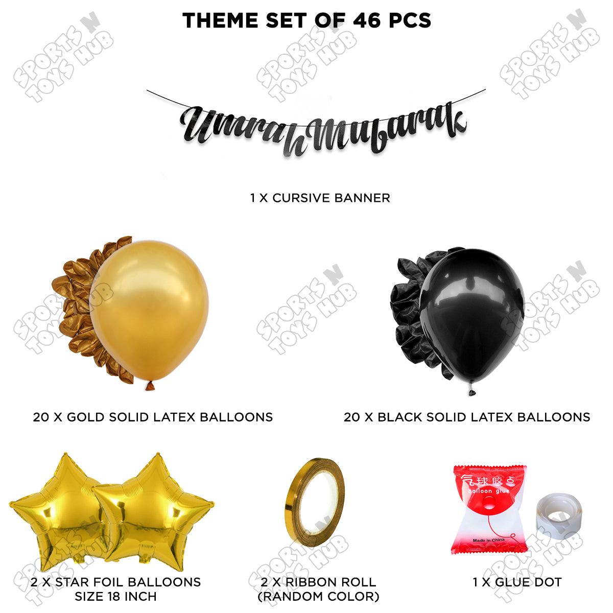 Umrah Mubarak Black Cursive Banner Theme Collection