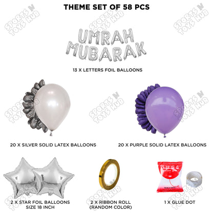 Umrah Mubarak Silver Foil Letter Garland Theme Collection
