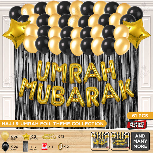 Umrah Mubarak Gold Foil Theme Curtain Theme Collection