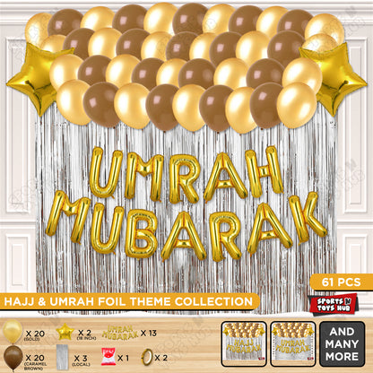 Umrah Mubarak Gold Foil Theme Curtain Theme Collection