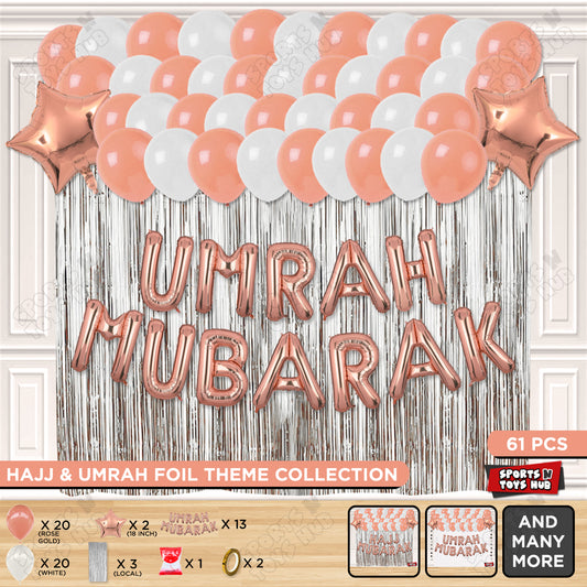 Umrah Mubarak Rose Gold Foil Letter Curtain Theme Collection