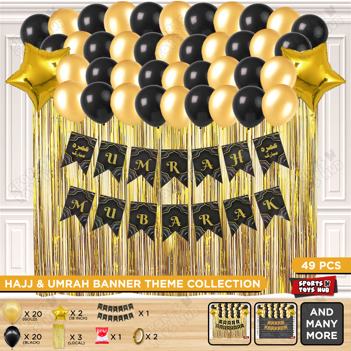Umrah Mubarak Black Card Banner Theme Collection