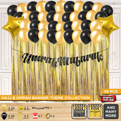 Umrah Mubarak Black Cursive Banner Theme Collection