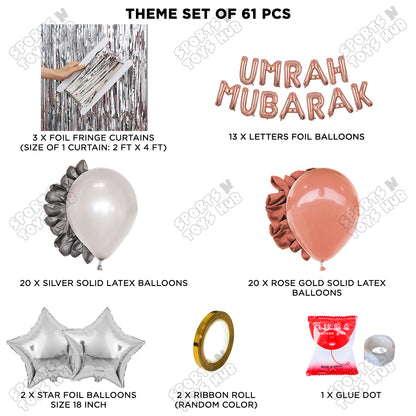 Umrah Mubarak Rose Gold Foil Letter Curtain Theme Collection