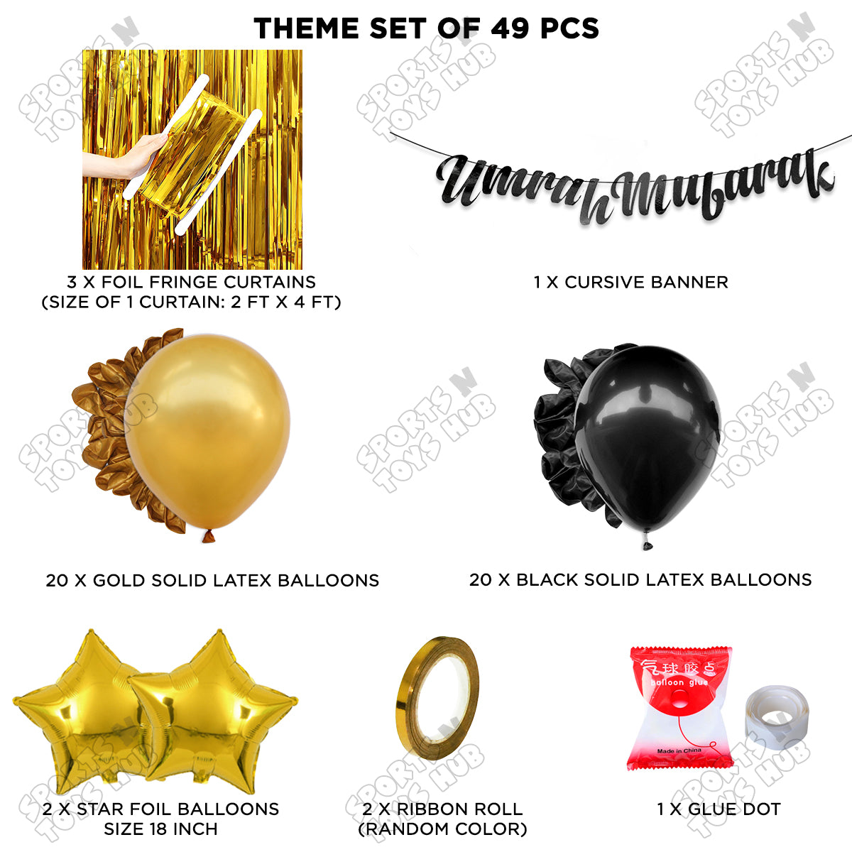 Umrah Mubarak Black Cursive Banner Theme Collection
