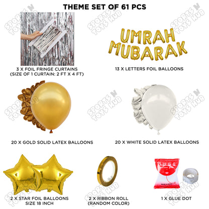 Umrah Mubarak Gold Foil Theme Curtain Theme Collection