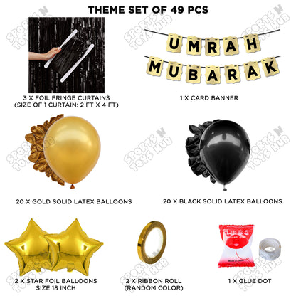 Umrah Mubarak Shinny Gold Card Banner Theme Collection