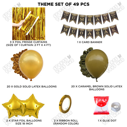 Umrah Mubarak Brown & Gold Card Banner Theme Collection