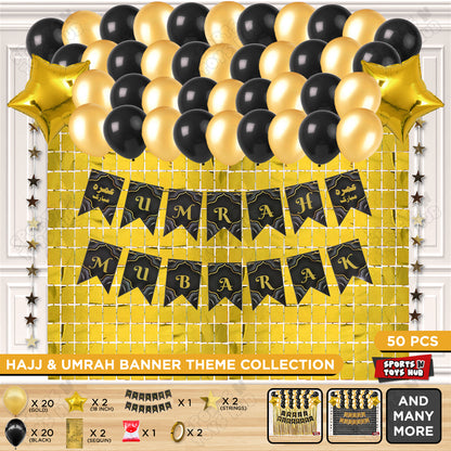 Umrah Mubarak Black Card Banner Theme Collection