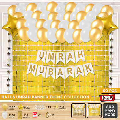Umrah Mubarak White Card Banner Theme Collection