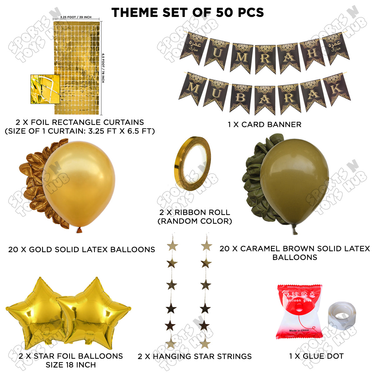 Umrah Mubarak Brown & Gold Card Banner Theme Collection