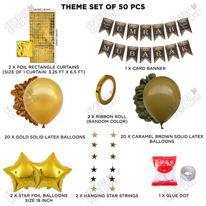 Umrah Mubarak Brown & Gold Card Banner Theme Collection