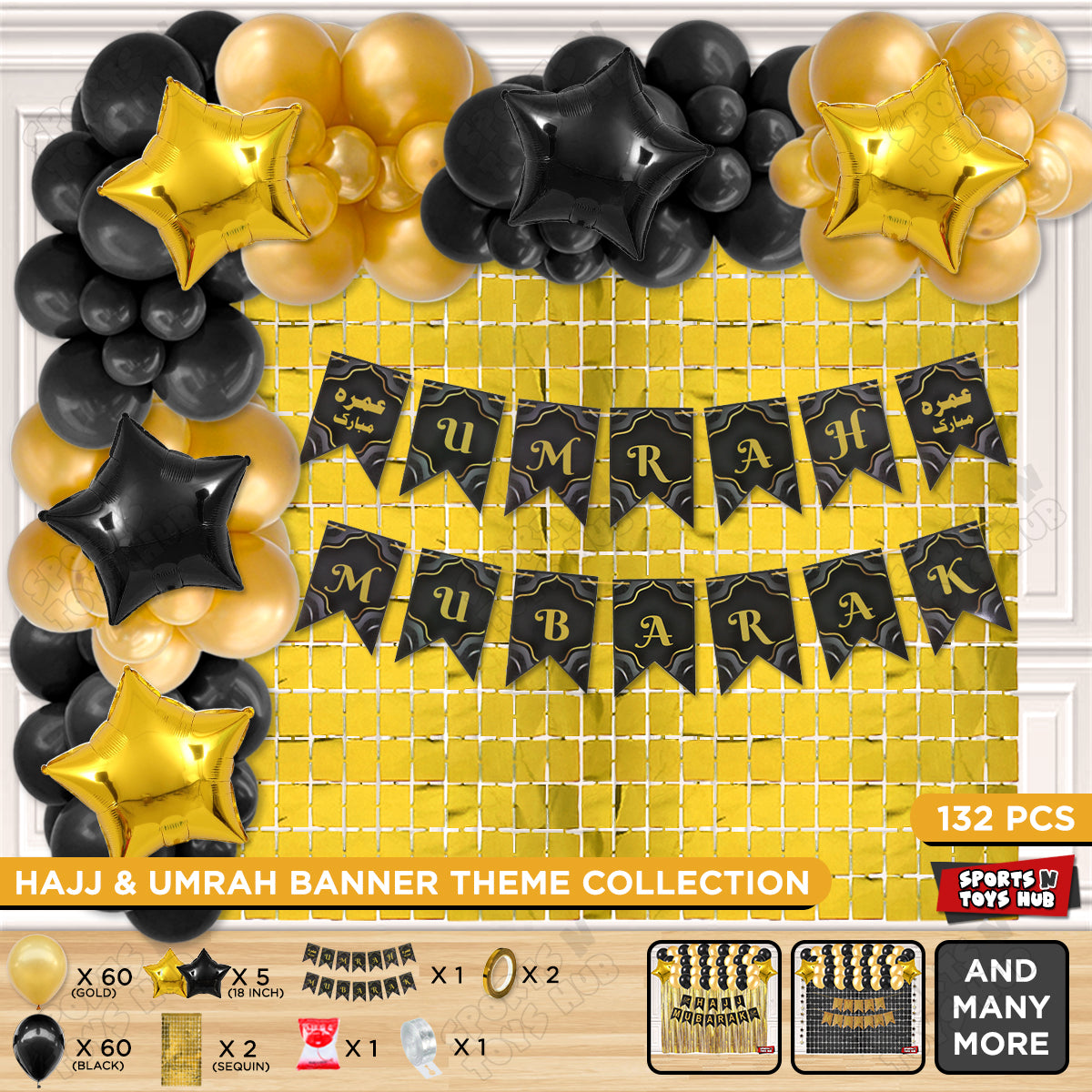 Umrah Mubarak Black Card Banner Theme Collection