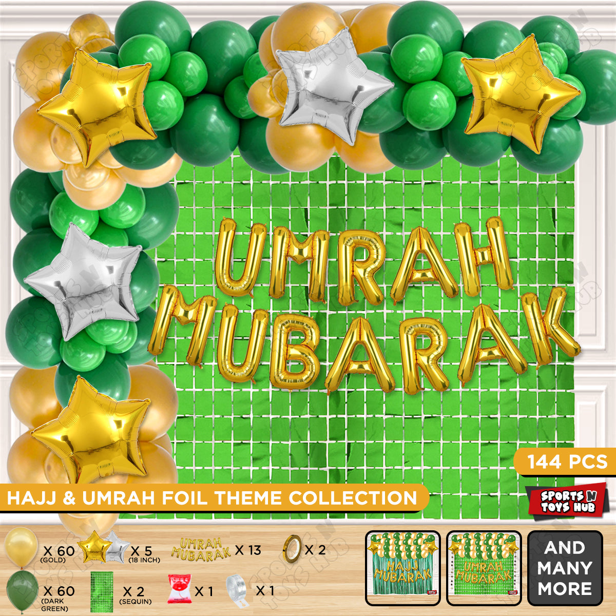 Umrah Mubarak Gold Foil Letter Arch Theme Collection