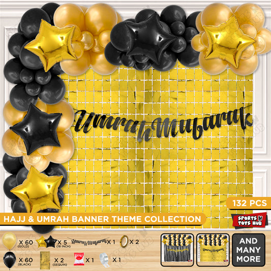 Umrah Mubarak Black Cursive Banner Theme Collection