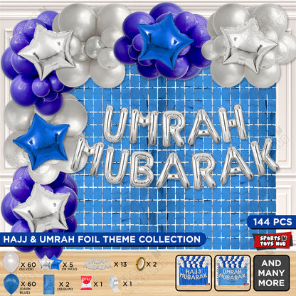 Umrah Mubarak Silver Foil Letter Arch Theme Collection