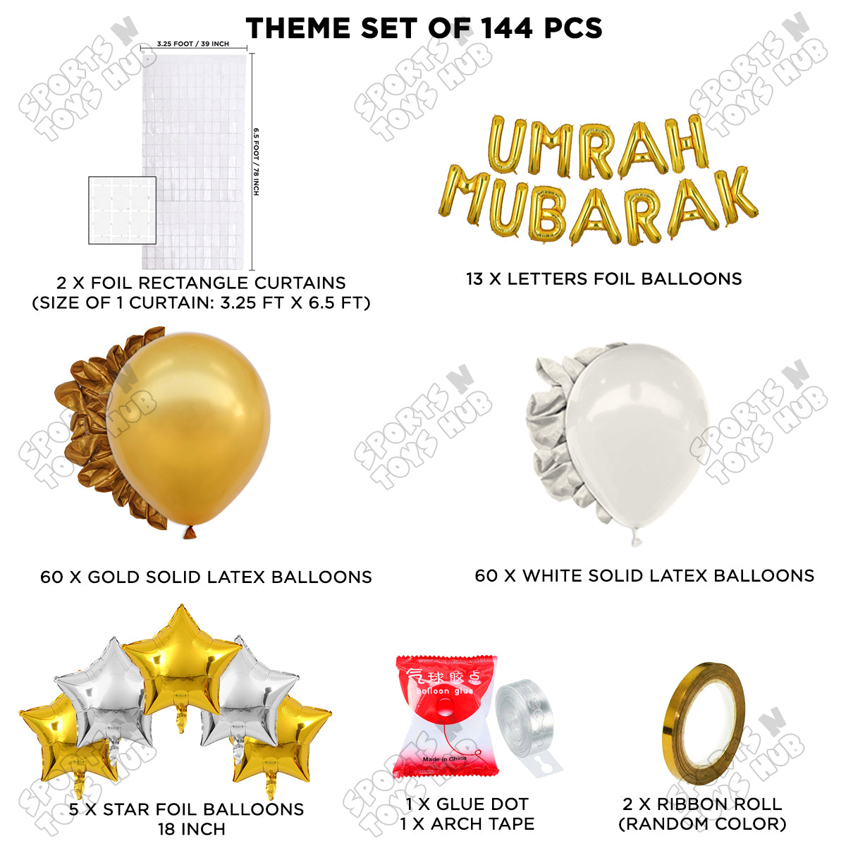 Umrah Mubarak Gold Foil Letter Arch Theme Collection