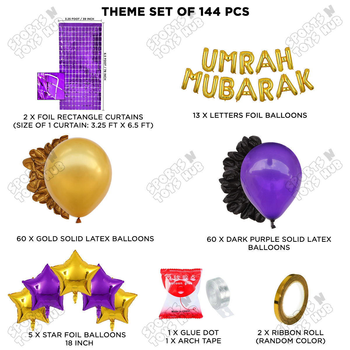 Umrah Mubarak Gold Foil Letter Arch Theme Collection