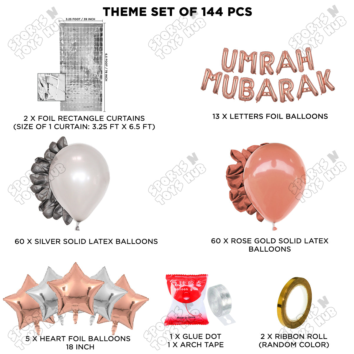 Umrah Mubarak Rose Gold Foil Letter Arch Theme Collection