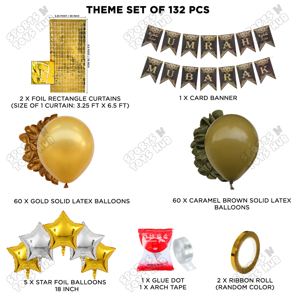 Umrah Mubarak Brown & Gold Card Banner Theme Collection