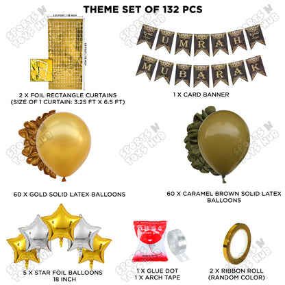 Umrah Mubarak Brown & Gold Card Banner Theme Collection