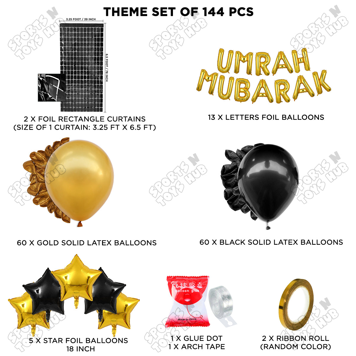 Umrah Mubarak Gold Foil Letter Arch Theme Collection
