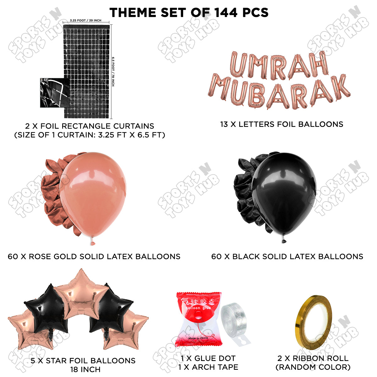 Umrah Mubarak Rose Gold Foil Letter Arch Theme Collection