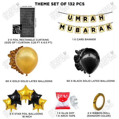 Umrah Mubarak Shinny Gold Card Banner Theme Collection