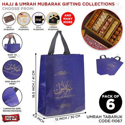 Umrah Tabarruk Non Woven Waxed Finish Gift Bag Collection - 6 Pcs