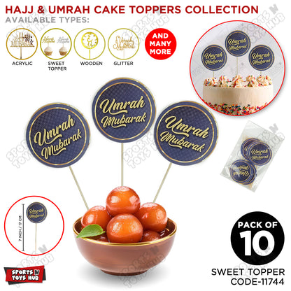 Umrah Mubarak - Printed Card Sweet & cup Cake Toppers - Pack of 10