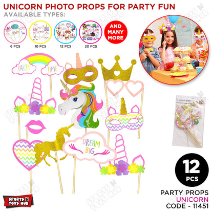 Unicorn Photo Props - 12 Pcs