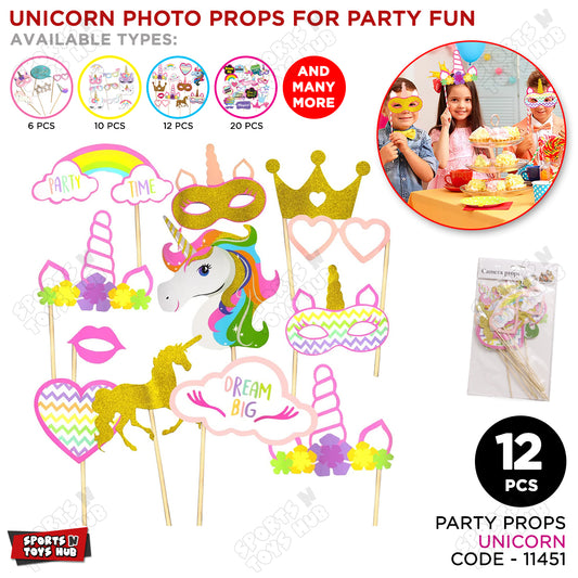 Unicorn Photo Props - 12 Pcs