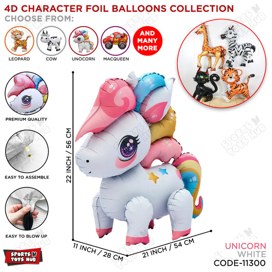 4D Unicorn Foil Balloon - 56x54 CM
