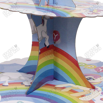 Three Tier Printed Unicorn Cardboard Cake Stand Tray