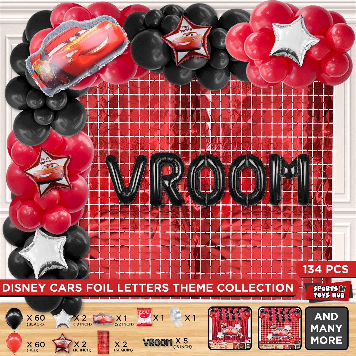 Mc-Queen Vroom Foil Letter Arch Theme