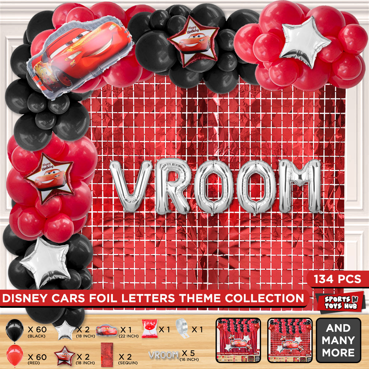 Mc-Queen Vroom Foil Letter Arch Theme