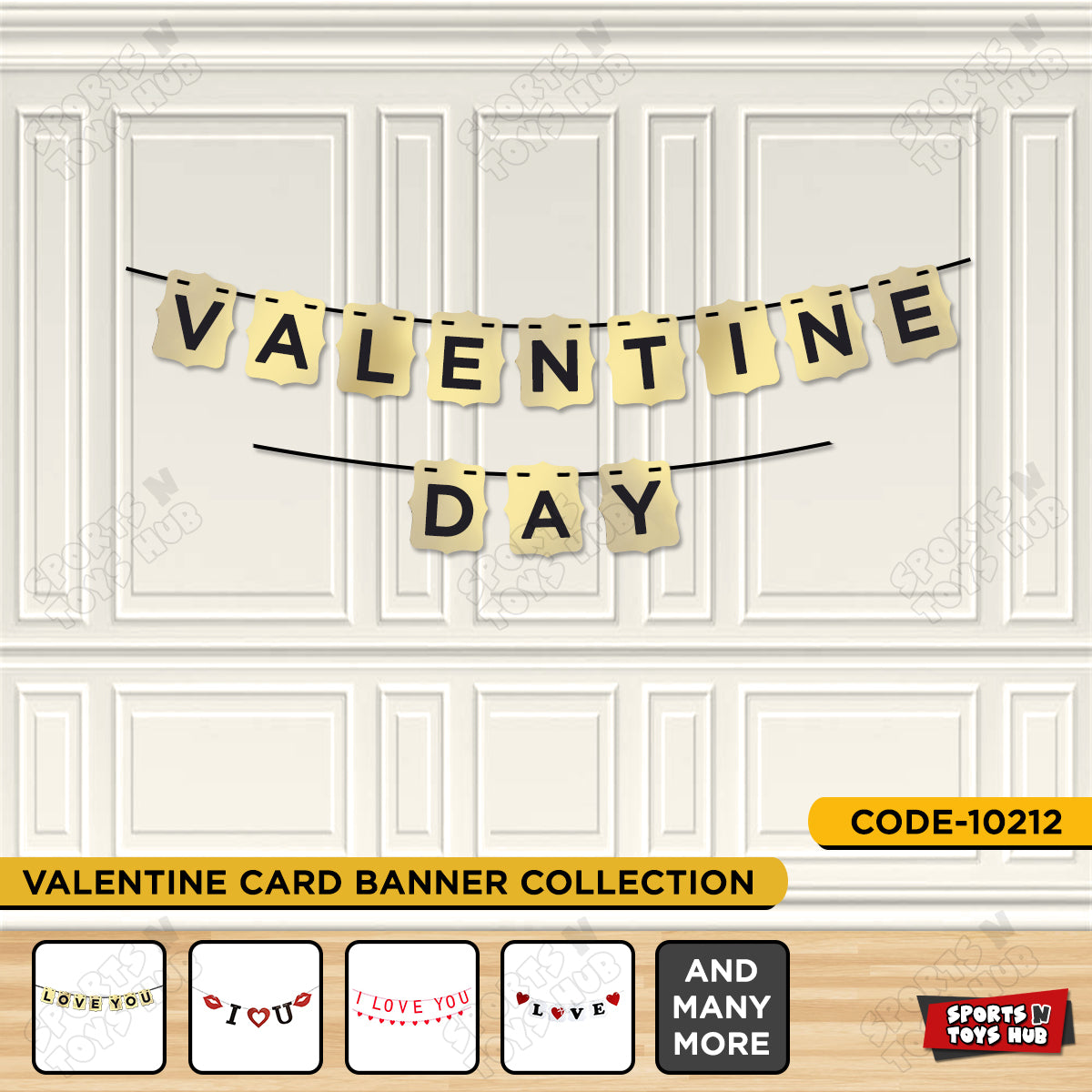 Valentine Day Shinny Gold Card Banner