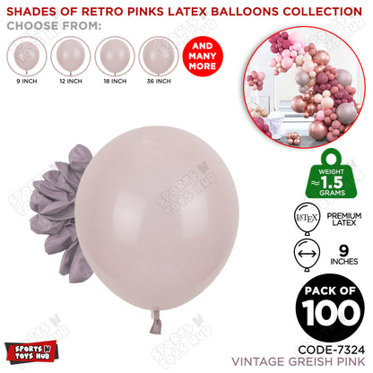 Vintage Greish Pink Latex Balloons Available In 9, 12, 18 & 36 Inch Sizes