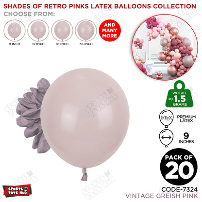 Vintage Greish Pink Latex Balloons Available In 9, 12, 18 & 36 Inch Sizes