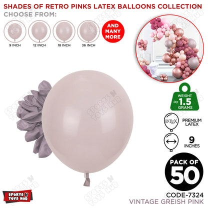 Vintage Greish Pink Latex Balloons Available In 9, 12, 18 & 36 Inch Sizes