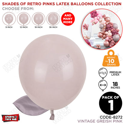 Vintage Greish Pink Latex Balloons Available In 9, 12, 18 & 36 Inch Sizes