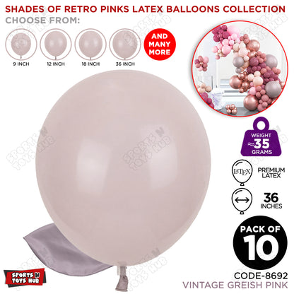 Vintage Greish Pink Latex Balloons Available In 9, 12, 18 & 36 Inch Sizes