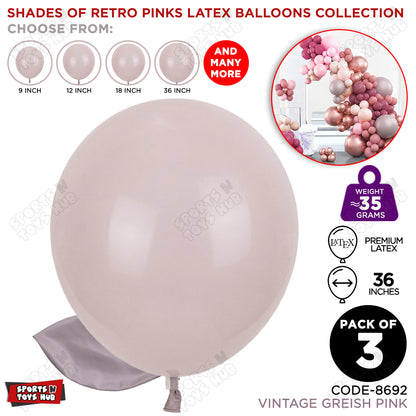 Vintage Greish Pink Latex Balloons Available In 9, 12, 18 & 36 Inch Sizes