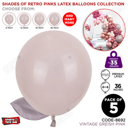 Vintage Greish Pink Latex Balloons Available In 9, 12, 18 & 36 Inch Sizes