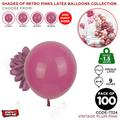 Vintage Plum Pink Latex Balloons Available In 9, 12, 18 & 36 Inch Sizes