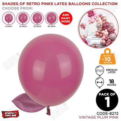 Vintage Plum Pink Latex Balloons Available In 9, 12, 18 & 36 Inch Sizes