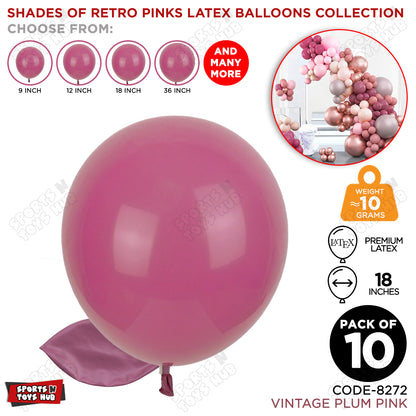 Vintage Plum Pink Latex Balloons Available In 9, 12, 18 & 36 Inch Sizes