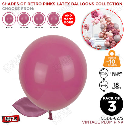 Vintage Plum Pink Latex Balloons Available In 9, 12, 18 & 36 Inch Sizes