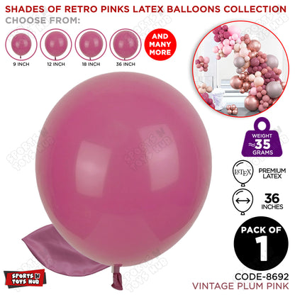 Vintage Plum Pink Latex Balloons Available In 9, 12, 18 & 36 Inch Sizes